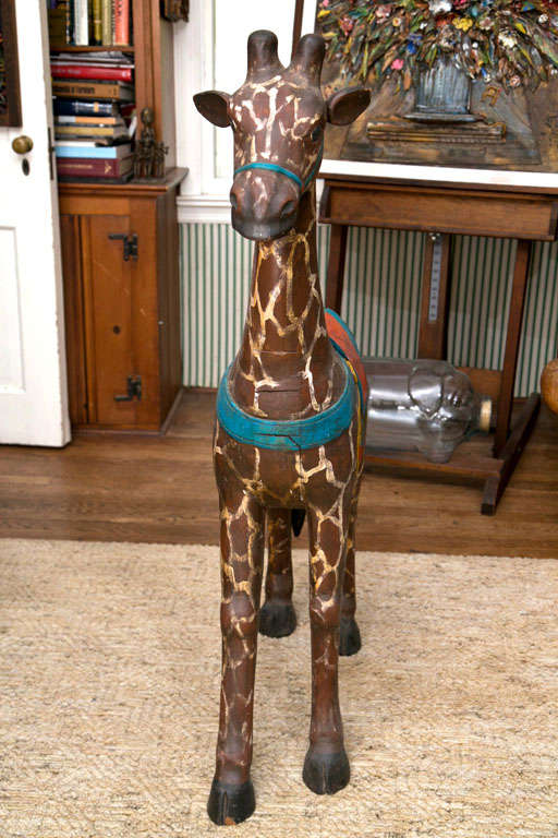 South African Carved Wood  Carousel  Giraffe For Sale