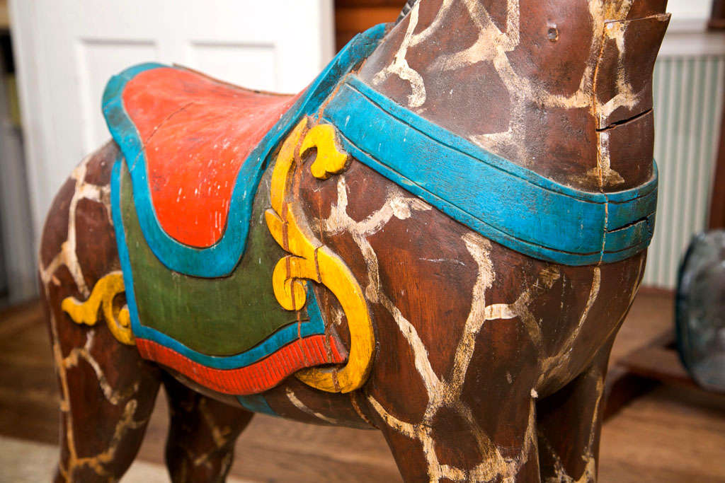 20th Century Carved Wood  Carousel  Giraffe For Sale