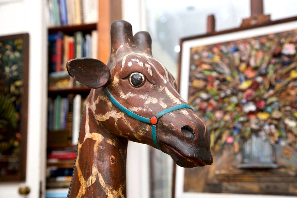 Carved Wood  Carousel  Giraffe For Sale 1