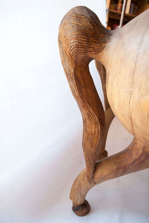 Pair of Carved Standing  Wood  Horses For Sale 2