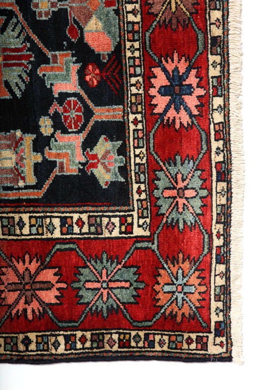 Vegetable Dyed Antique 1910s Persian Bibibaft Bakhtiari Rug, Butterfly Motif, 7' x 10' For Sale
