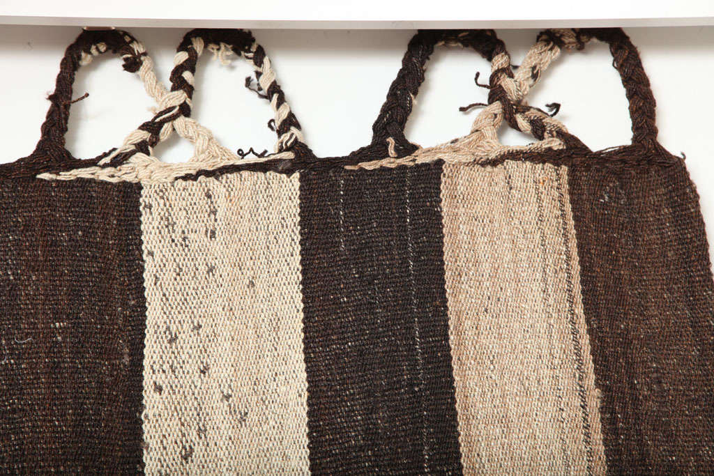 Bakhtiari Cow Blanket Kilim with Woven Pile Design, Pure Handspun Wool, 1890s 1