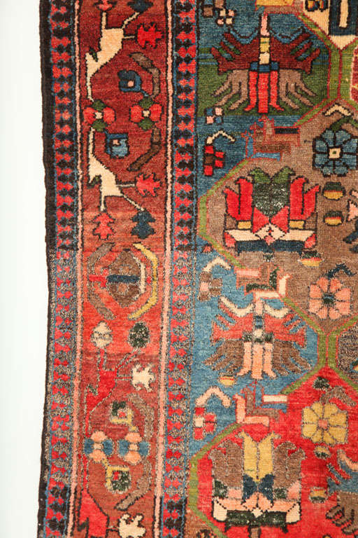 Wool Antique 1920s Ferehan Village Persian Bakhtiari Rug, 4x6 