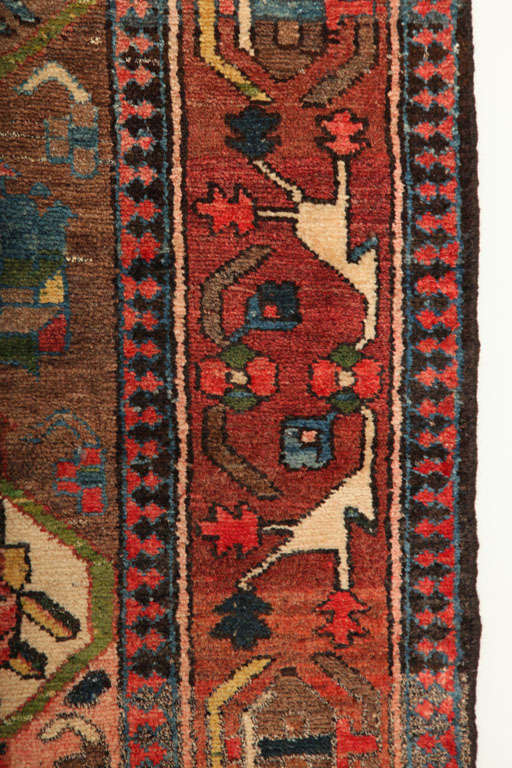 Antique 1920s Ferehan Village Persian Bakhtiari Rug, 4x6 3