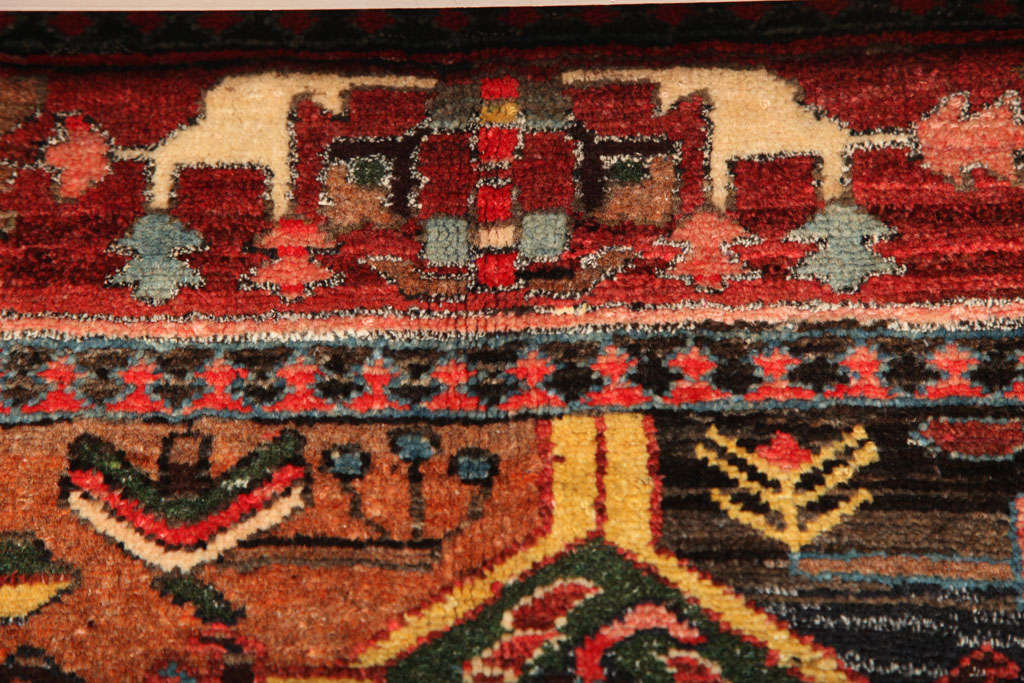 Antique 1920s Ferehan Village Persian Bakhtiari Rug, 4x6 4