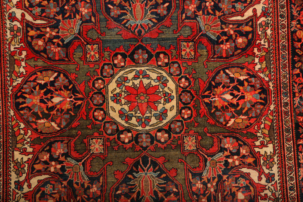 Vegetable Dyed Antique 1890s Persian Fereghan Rug, 4' x 6' For Sale