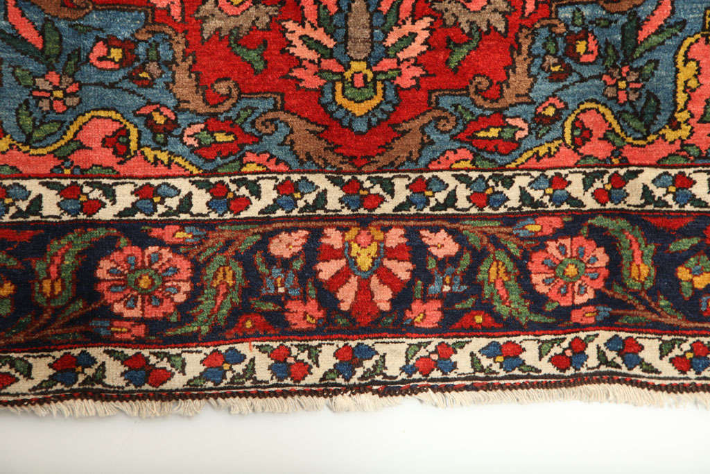 Wool Antique 1920s Persian Bibibaft Bakhtiari Rug, Queen Weave, 5' x 7' For Sale