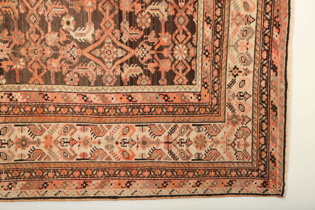 Wool Antique 1900s Persian Malayer Rug with Herati Mahi Design, 7' x 10' For Sale