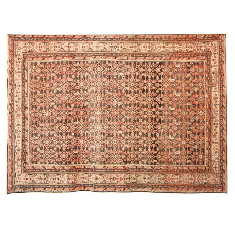 Antique 1900s Persian Malayer Rug with Herati Mahi Design, 7' x 10' For Sale