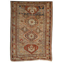 1880s Shirvan Rug in Pure Handspun Wool with Organic Vegetable Dyes