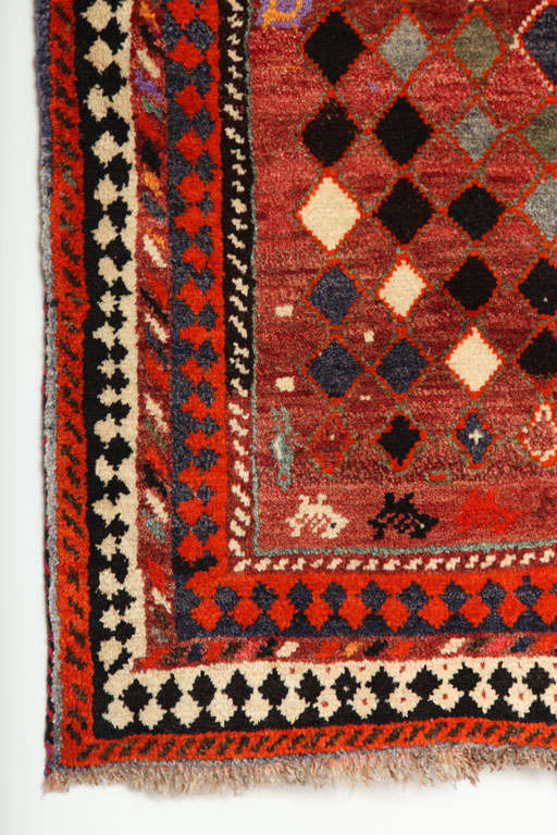 Wool Antique 1930s Persian Gabbeh Rug, 4x5 For Sale