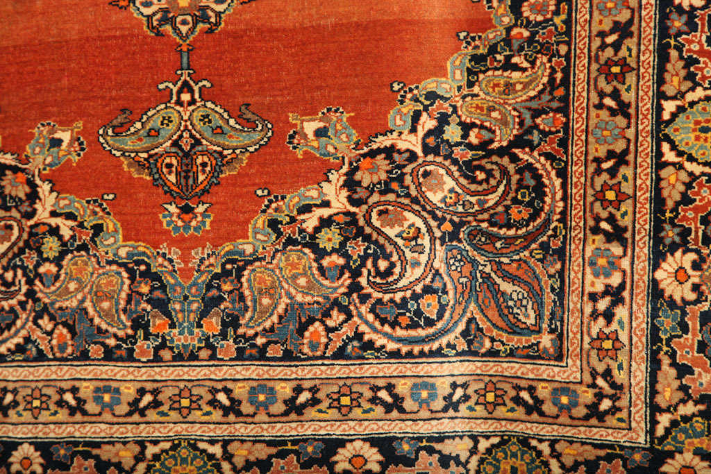 Wool Antique 1890s Persian Haji Jalili Tabriz Rug, Medallion Design, 4' x 6' For Sale