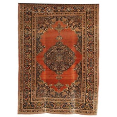 Antigua alfombra persa Haji Jalili Tabriz de 1890, diseño de medallón, lana, 4' x 6'