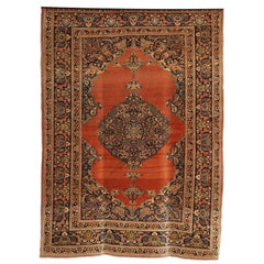 Tapis persan Haji Jalili Tabriz des années 1890, motif médaillon, laine, 4' x 6'