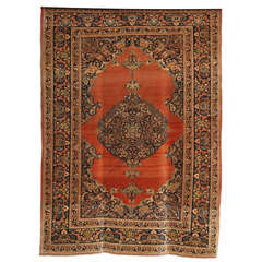 1890 Haji Jalili Tabriz Rug with Bright Copper Field and Ornate Medallion Design 7