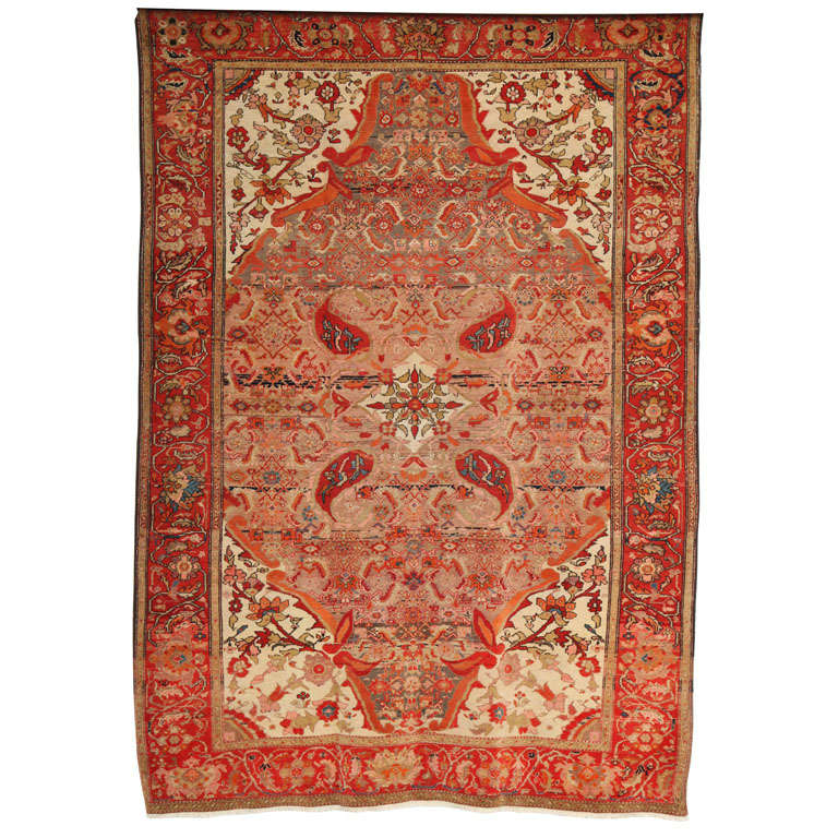 Antique 1870s Persian Meeshan Malayer Rug, 5' x 7'