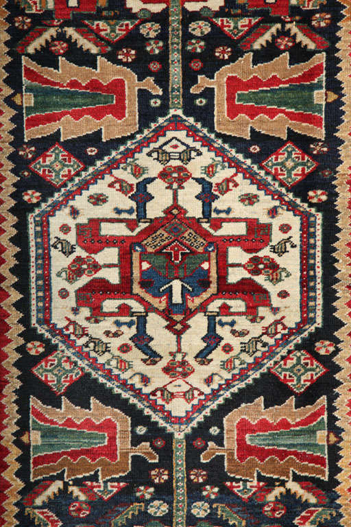 Antique 1880s Persian Qashqai Kashkouli Rug, 4' x 6' In Excellent Condition For Sale In New York, NY