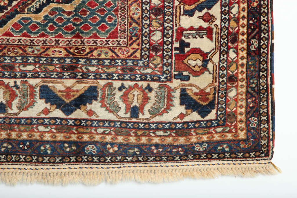 20th Century Antique 1880s Persian Qashqai Kashkouli Rug, Wool, 4' x 6' For Sale
