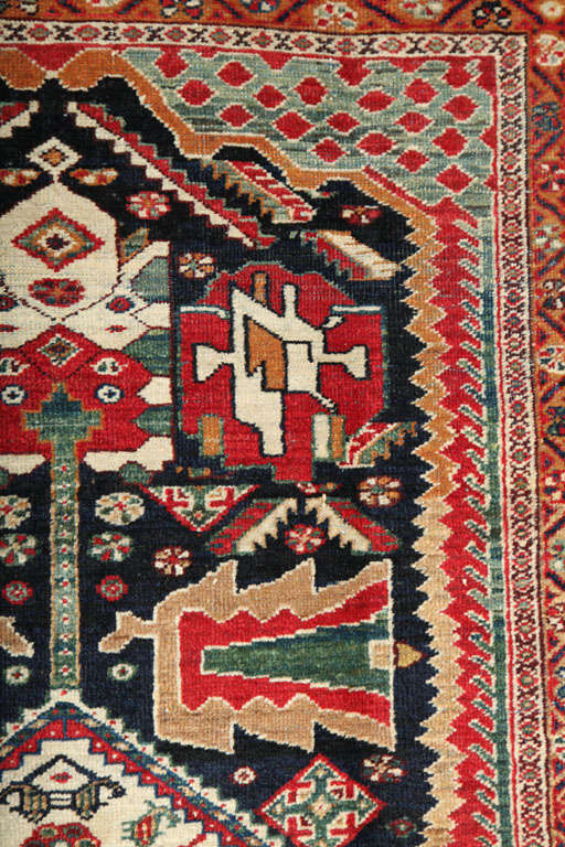 Antique 1880s Persian Qashqai Kashkouli Rug, Wool, 4' x 6' For Sale 3