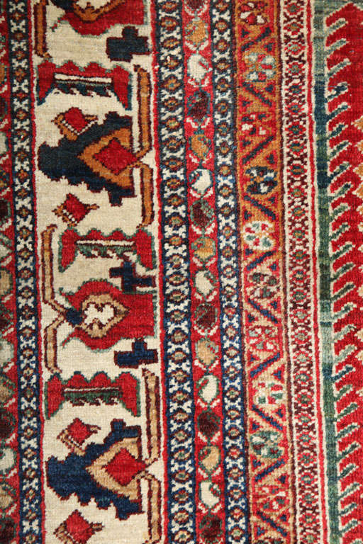 Antique 1880s Persian Qashqai Kashkouli Rug, Wool, 4' x 6' For Sale 4
