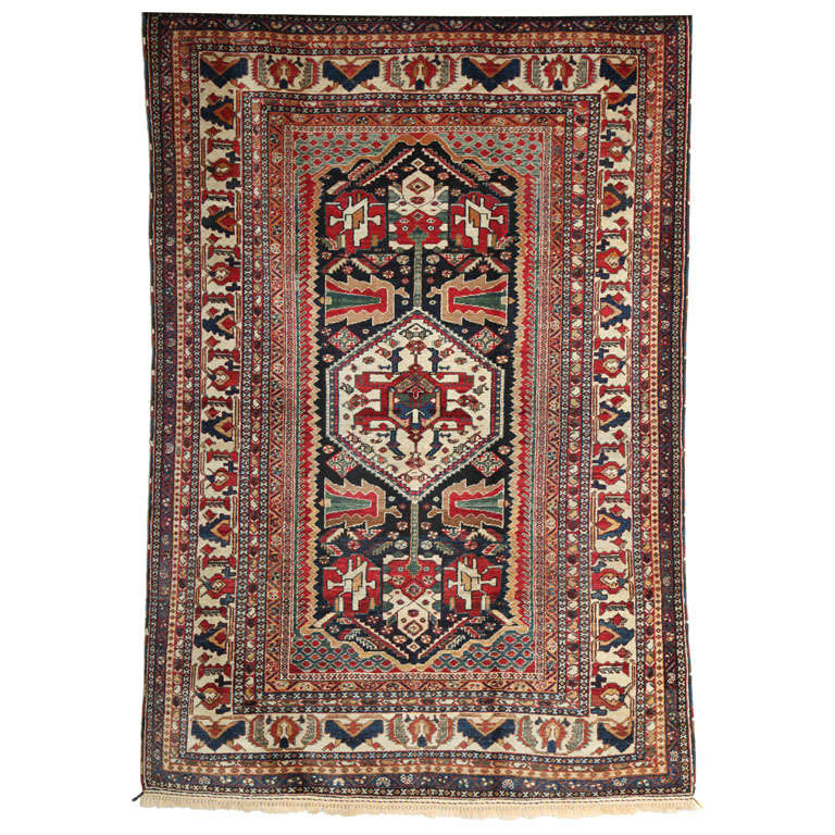 Antique 1880s Persian Qashqai Kashkouli Rug, Wool, 4' x 6'
