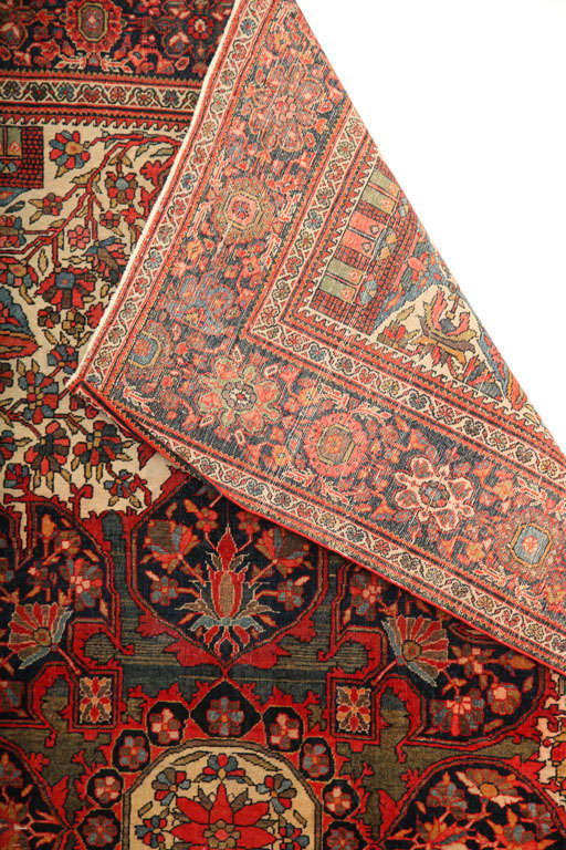 1890 Persian Fereghan Rug with Handspun Wool and Organic Vegetable Dyes