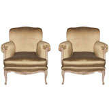 Pair of Louis XV Style Bergere Chairs Stamped Jansen