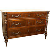 Mahogany Marble Top Commode Stamped Jansen