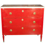 Red Lacquered Commode Stamped Jansen
