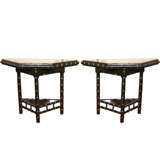 Pair of Faux Bamboo Consoles  Jansen