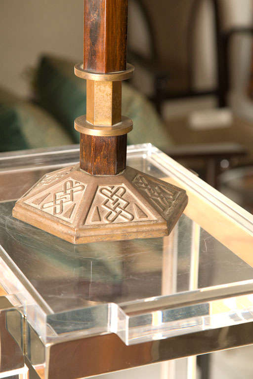 Large Arts & Crafts Bronze and Rosewood Candelabra