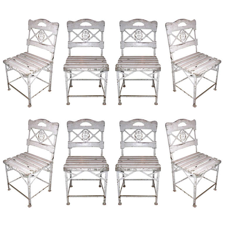 Eight 1880s Garden Chairs from a Restaurant in Vichy, France