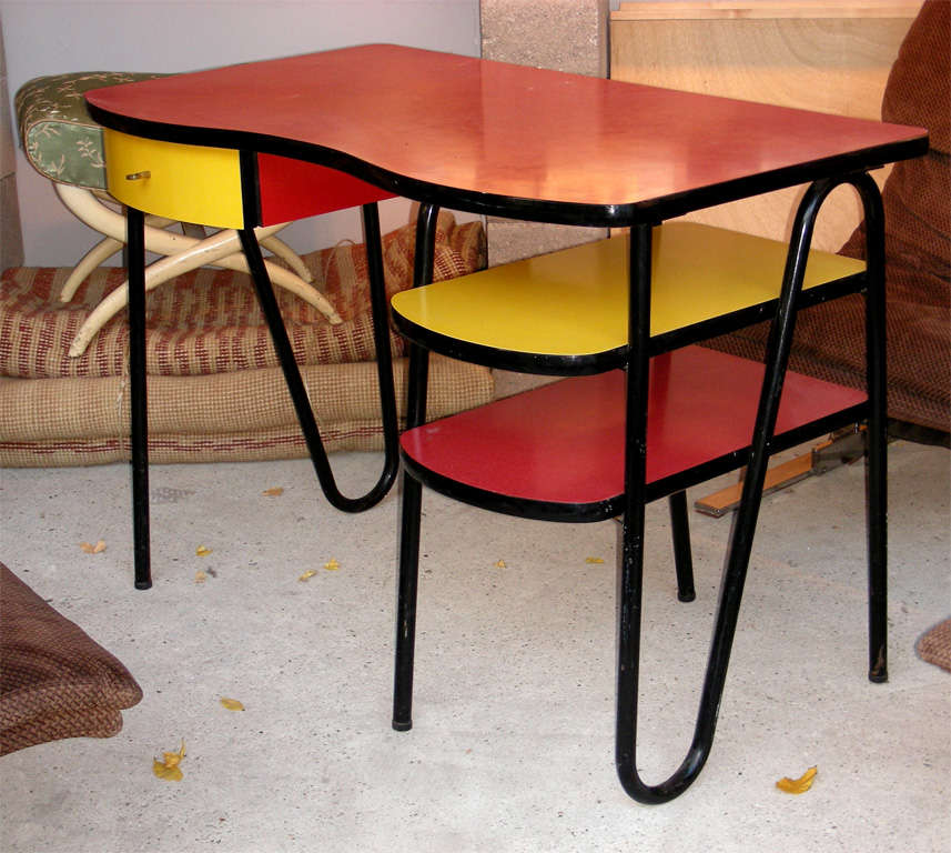 French 1950s Multicolored Desk For Sale