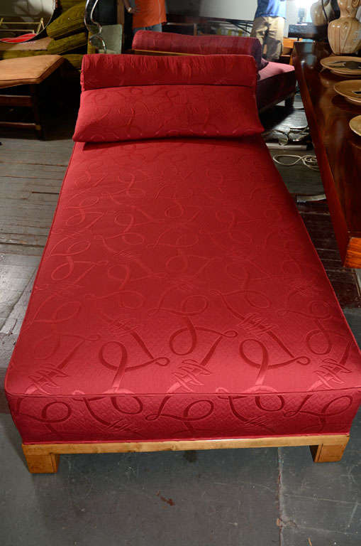 Upholstered Chaise with Shaped Back in Elm, German 1930s 3