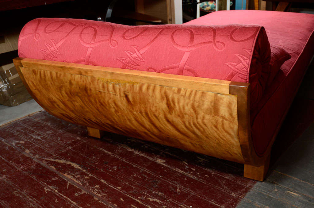 Upholstered Chaise with Shaped Back in Elm, German 1930s 6