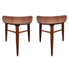 Vintage Pair of 1950
s Danish Teak Stools