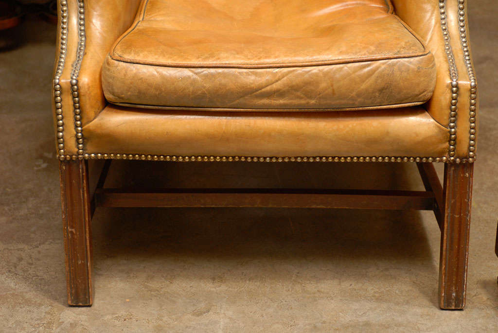 English Leather Chair with Tufted Back 2