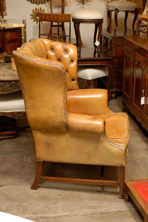 English Leather Chair with Tufted Back 5