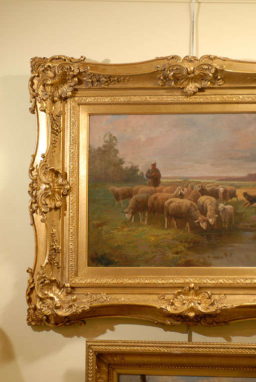 19th Century Sheep Oil Painting in Gilt Frame