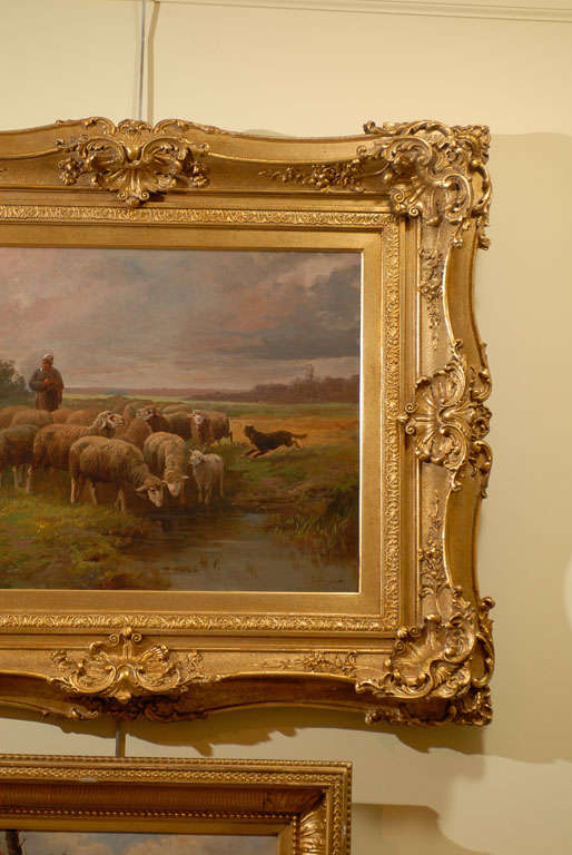 Sheep Oil Painting in Gilt Frame 1