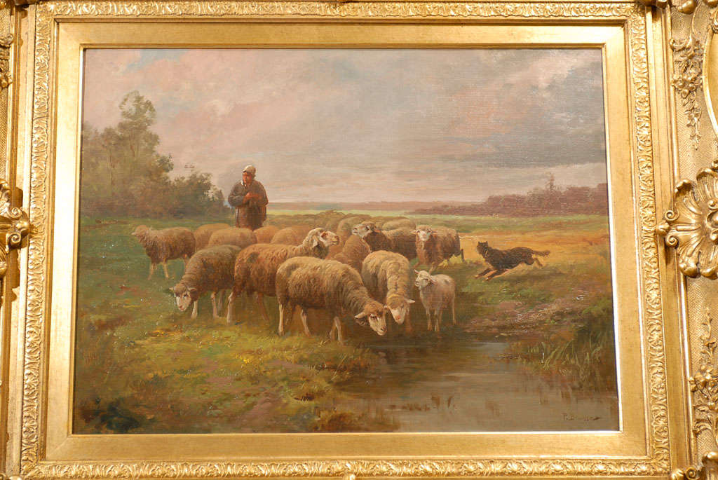 Sheep Oil Painting in Gilt Frame 2