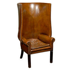 Very Tall English Leather Chair