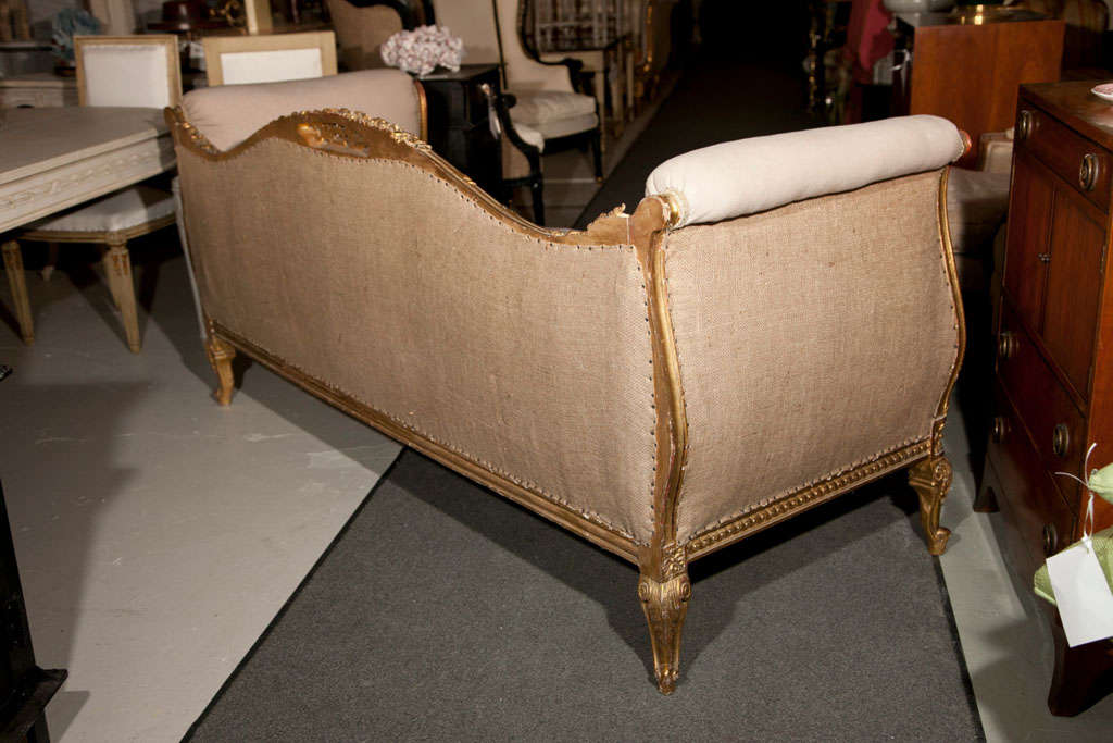 French Louis XV Style Giltwood Sofa 2