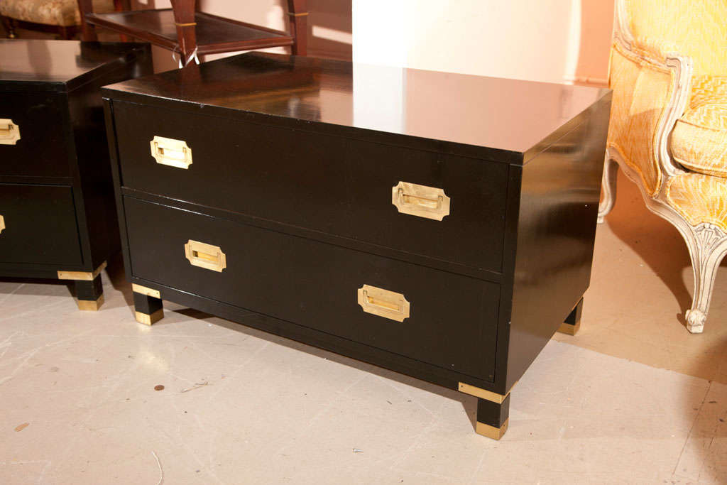 Pair of Baker Ebonized Campaign Chests 3