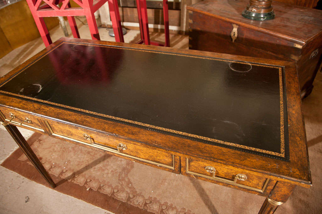 French Louis XVI Style Leather Top Desk In Excellent Condition In Stamford, CT