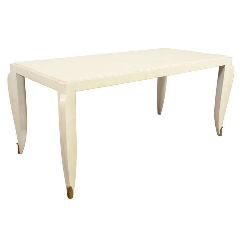 Fine Covered Rectangular Coffee Table by Jean Pascaud