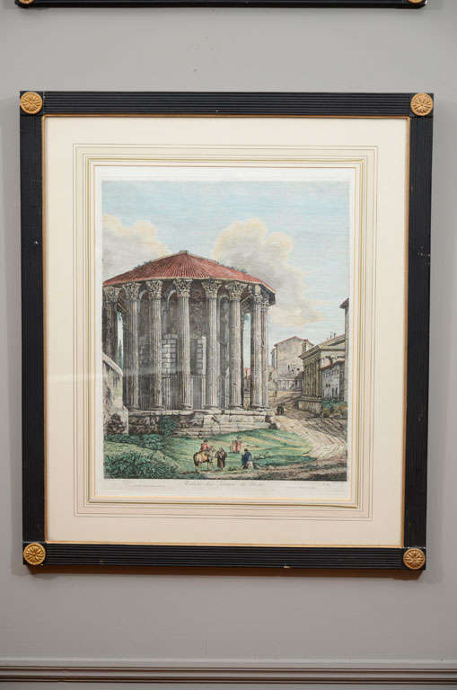 Pair of 1819 Engravings by Rossini of  Roman Temple of Vesta For Sale 5