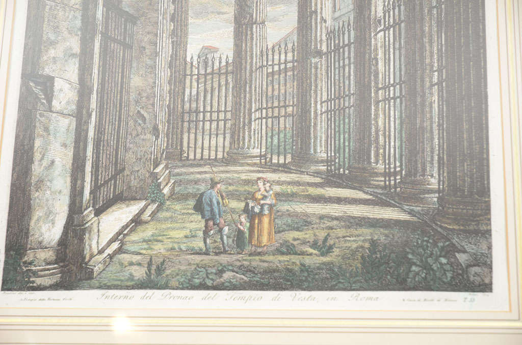 Ein Paar Gravuren von Rossini aus dem Jahr 1819  Römischer Tempel von Vesta im Angebot 1