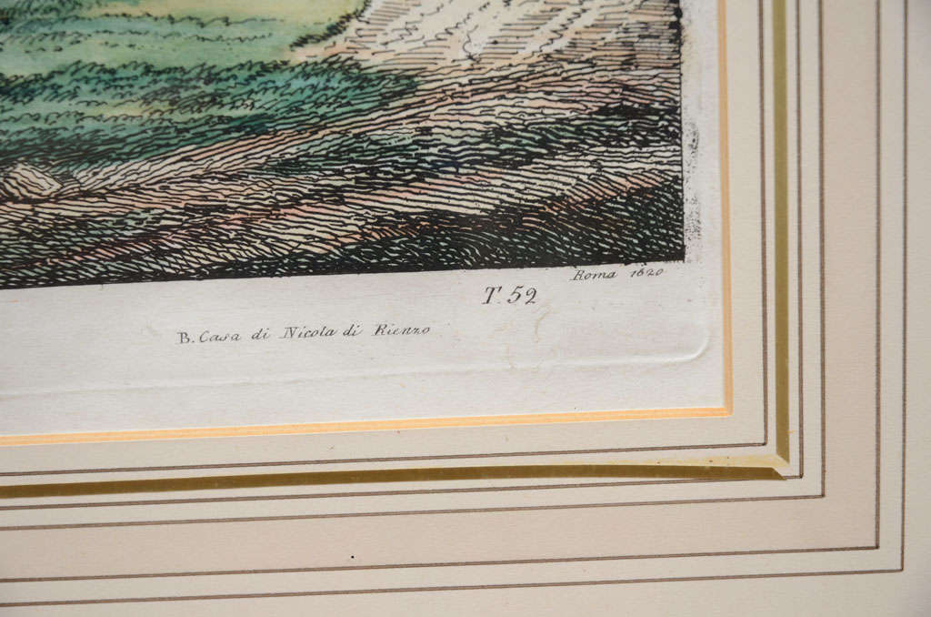 Ein Paar Gravuren von Rossini aus dem Jahr 1819  Römischer Tempel von Vesta im Angebot 2