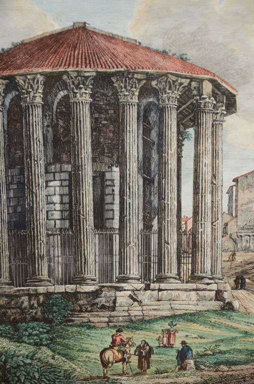 Ein Paar Gravuren von Rossini aus dem Jahr 1819  Römischer Tempel von Vesta im Angebot 5